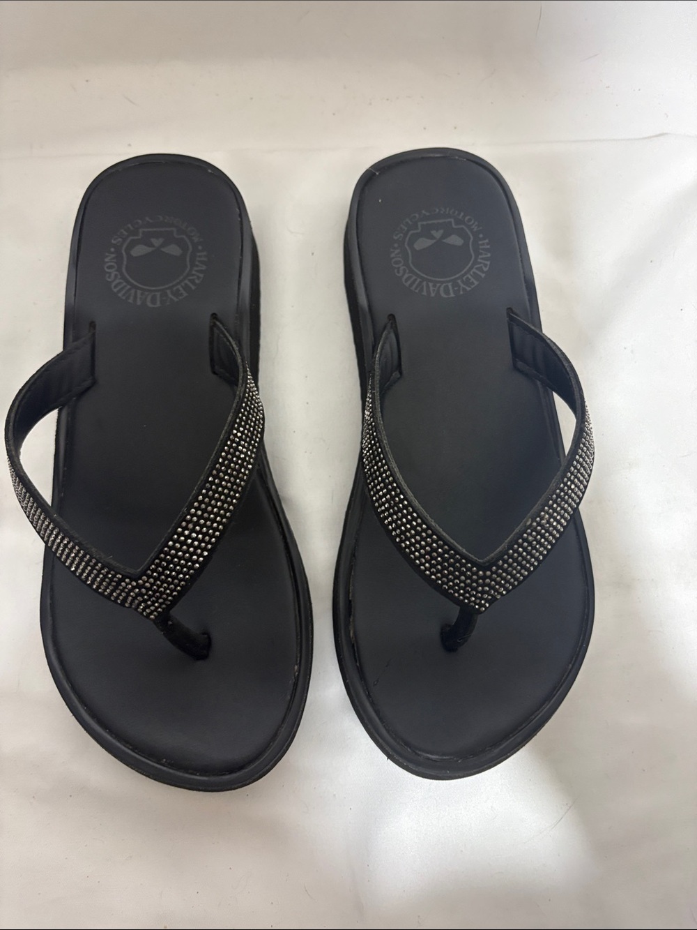 Harley-Davidson Women's Black Embellished Flip Flops